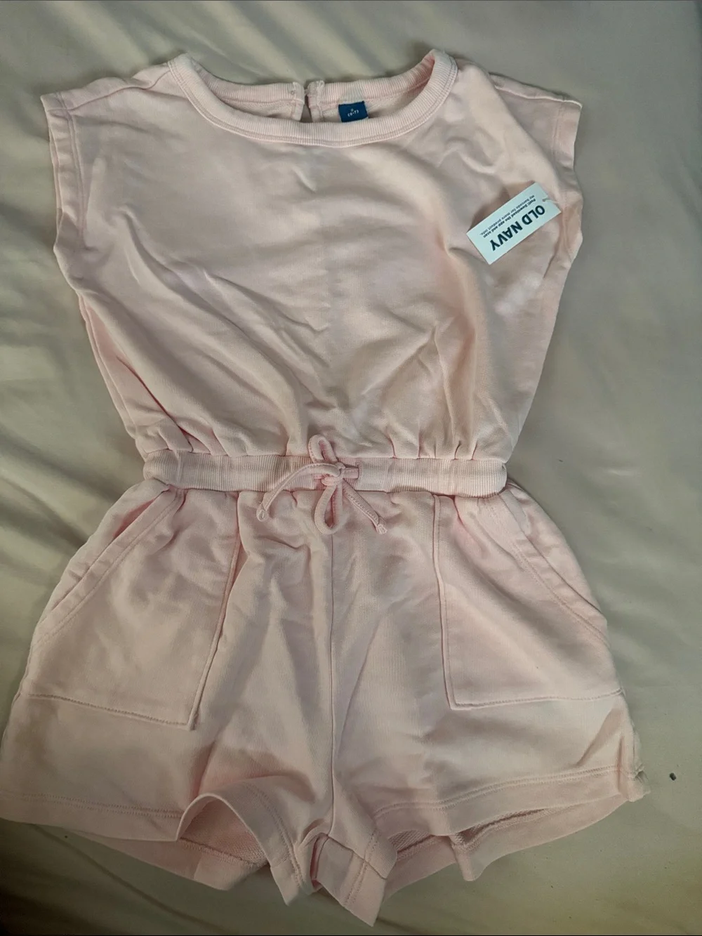 Old Navy Light Pink Knit Drawstring Romper